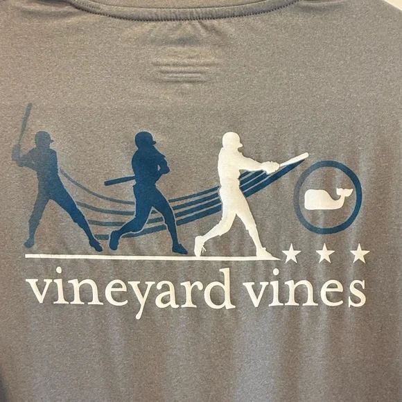 Vineyard Vines Performance Long Sleeve Tee Youth XL 18 Gray Baseball Graphic - Picture 5 of 5